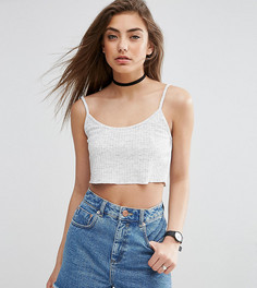 Кроп-топ в рубчик с волнистым краем ASOS TALL - Серый