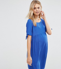 Короткое приталенное платье со шнурком Mamalicious - Синий Mama.Licious