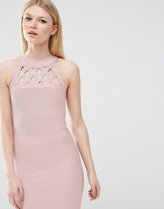 Бандажное платье с решеткой из лямок True Decadence Petite - Розовый
