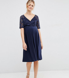 Кружевное платье миди для кормления ASOS Maternity - Темно-синий