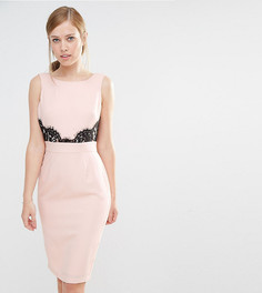 Платье-футляр с V-образным вырезом сзади и кружевной отделкой Elise Ryan - Розовый