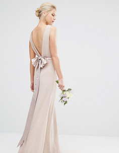 Свадебное платье макси с сатиновым бантом сзади TFNC Petite - Розовый
