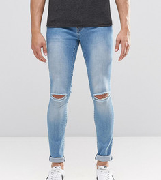 Светлые рваные супероблегающие джинсы Brooklyn Supply Co Dyker - Синий