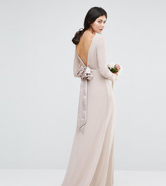 Платье макси с длинными рукавами TFNC Tall Wedding - Розовый