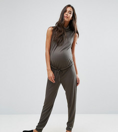 Свободный комбинезон для беременных с высоким воротом в рубчик Missguided Maternity - Зеленый