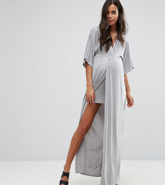 Платье макси для беременных с узелком спереди Missguided Maternity - Серый