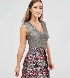 Жаккардовое платье мини с цветочным принтом ASOS PETITE - Мульти