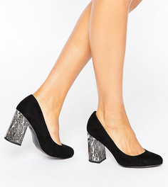 Туфли-лодочки для широкой стопы на блочном каблуке New Look - Черный
