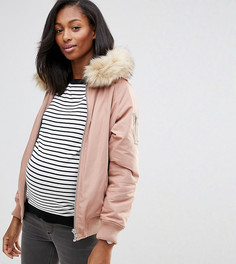 Бомбер для беременных с искусственным мехом ASOS Maternity - Бежевый