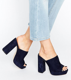 Темно-синие замшевые сабо на каблуке и платформе Office Syrup - Темно-синий