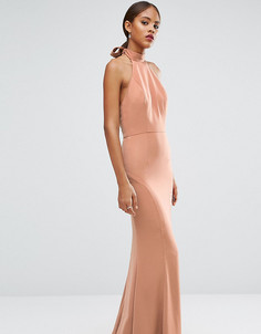 Платье-халтер макси с завязкой Jarlo Tall - Бежевый