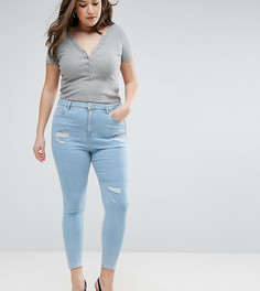 Голубые джинсы скинни с завышенной талией ASOS CURVE Ridley Hibiscus - Синий