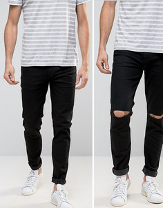 2 пары джинсов (черные и черные рваные) ASOS - СКИДКА - Черный