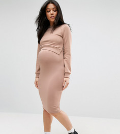 Двухслойное трикотажное платье для беременных и кормящих ASOS Maternity - Розовый