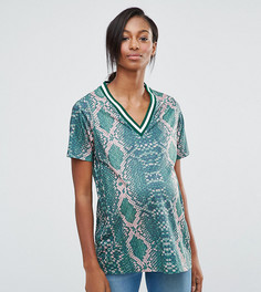 Длинная рубашка для беременных с принтом и окантовкой ASOS Maternity - Мульти