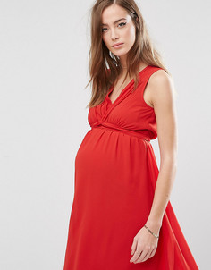 Короткое приталенное платье для беременных Mamalicious Maternity Calla - Красный Mama.Licious