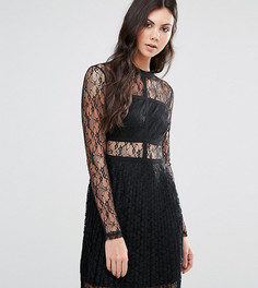 Кружевное приталенное платье с длинными рукавами Fashion Union Tall - Черный