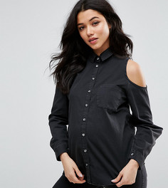 Черная джинсовая рубашка для беременных с вырезами на плечах ASOS MATERNITY - Черный
