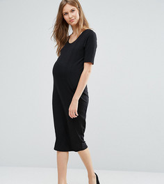 Платье миди для беременных в рубчик New Look Maternity - Черный