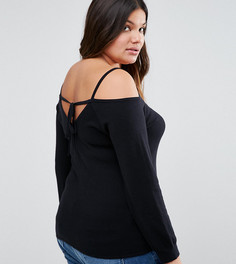 Джемпер с открытыми плечами и завязкой сзади ASOS CURVE - Черный