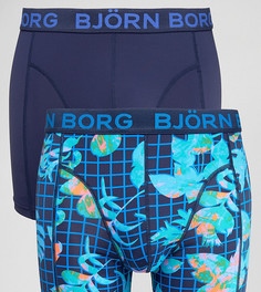Боксеры-брифы из микрофибры с геометрическим и цветочным принтом (2 шт.) Bjorn Borg - Темно-синий
