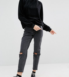 Черные джинсы в винтажном стиле с рваными коленями ASOS PETITE Farleigh - Черный