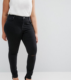 Черные рваные джинсы скинни с классической талией и рваными коленями ASOS CURVE Lisbon - Черный