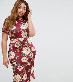Облегающее платье-футболка с цветочным принтом ASOS CURVE - Мульти