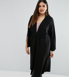 Длинное пальто с разрезами на рукавах ASOS CURVE - Черный