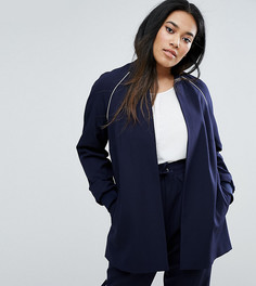 Комбинируемый удлиненный бомбер с кантом ASOS CURVE - Темно-синий