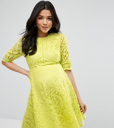Короткое приталенное платье из кружева для беременных ASOS Maternity - Желтый