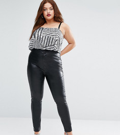Брюки из искусственной кожи Boohoo Plus - Черный