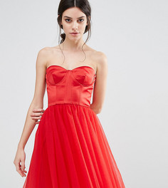 Платье с корсетом и юбкой из тюля Chi Chi London Petite - Красный