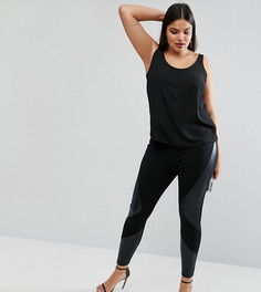 Леггинсы со вставками из искусственной кожи ASOS CURVE - Черный