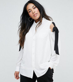 Блузка с открытыми плечами и завязками ASOS CURVE - Белый