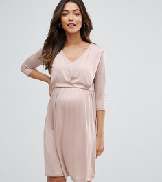 Платье миди с драпировкой для кормящих мам ASOS Maternity - Розовый