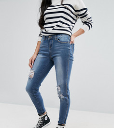 Джинсы скинни с рваной отделкой New Look Petite - Темно-синий