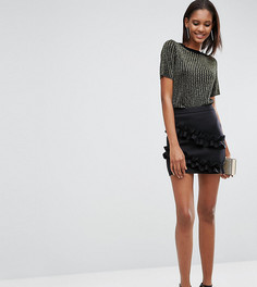 Мини-юбка с двойными оборками ASOS TALL - Черный