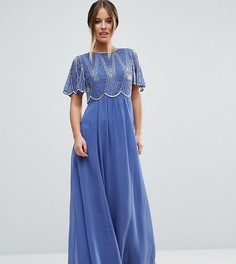 Декорированное платье макси с фигурными краями ASOS PETITE - Синий