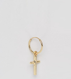 Серьга-кольцо с крестиком из позолоченного серебра Serge De Nimes - Золотой