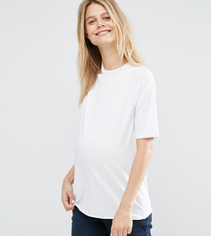 Футболка на одно плечо с вырезами для беременных ASOS Maternity - Белый