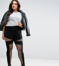 Леггинсы с сетчатыми вставками ASOS CURVE - Черный