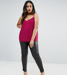 Брюки из искусственной кожи с сетчатыми вставками по бокам ASOS CURVE - Черный