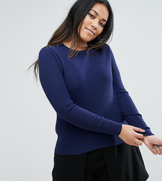Джемпер в рубчик со шнуровкой на плечах ASOS CURVE - Темно-синий