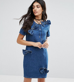 Джинсовое платье с завязкой на бант Glamorous Tall - Синий