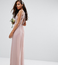 Платье макси с плиссировкой и открытой спиной TFNC Tall - Розовый