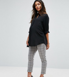 Брюки-сигареты в клетку ASOS Maternity - Белый
