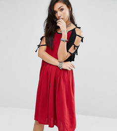 Винтажное контрастное платье с завязками на рукавах Milk It - Красный