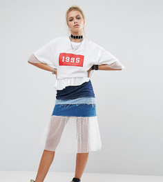 Джинсовая юбка со вставками в винтажном стиле Milk It - Синий