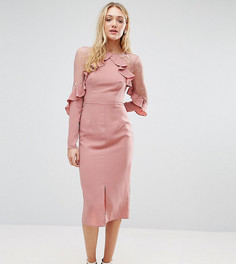 Платье с кружевными вставками и оборками True Decadence Tall - Розовый